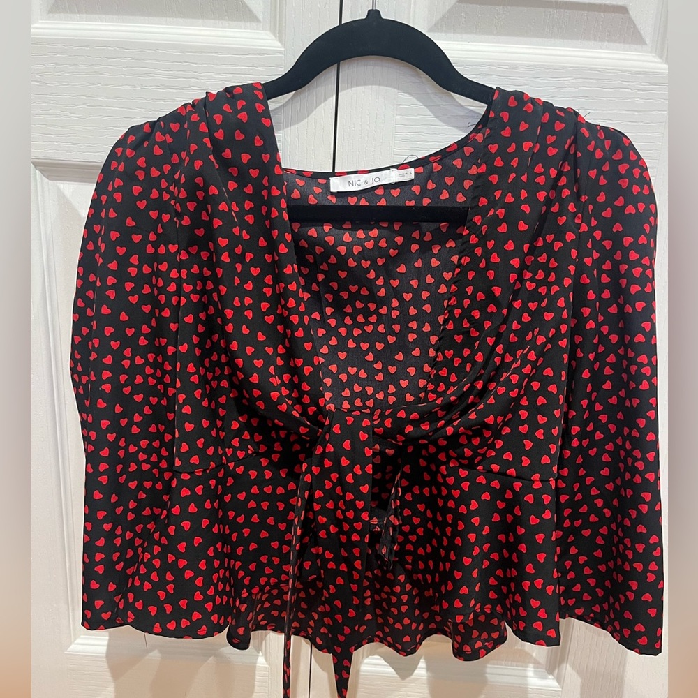 NIC & JO Peplum Tie Heart Top perfect for valentines!